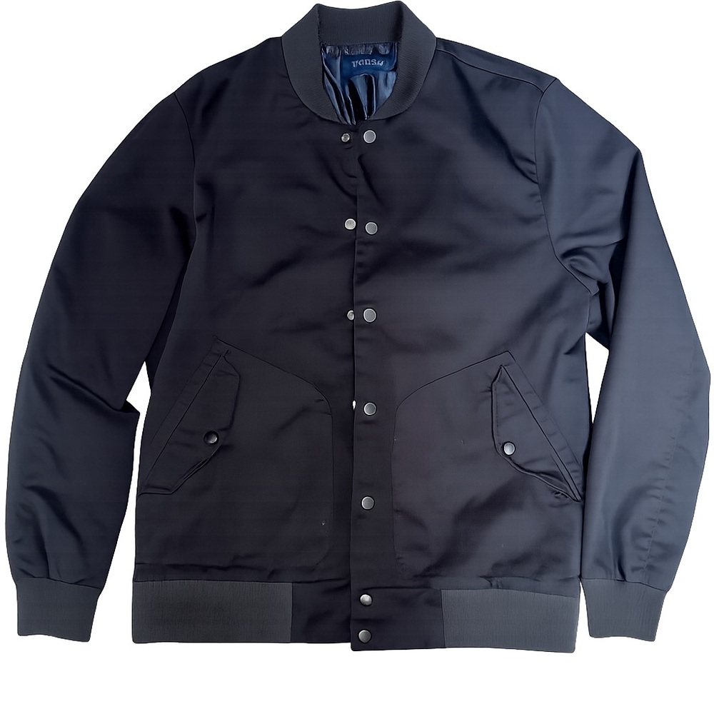 Five Four Men's Navy Bomber Jacket with Snap Front